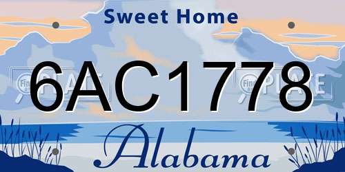 6AC1778 Alabama License Plate