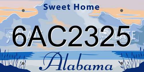 6AC2325 Alabama License Plate