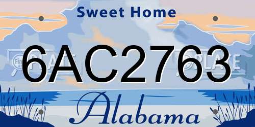 6AC2763 Alabama License Plate