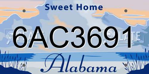 6AC3691 Alabama License Plate