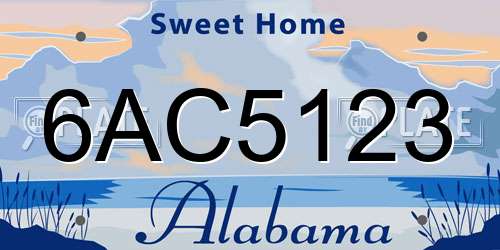 6AC5123 Alabama License Plate
