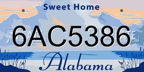 6AC5386 Alabama License Plate