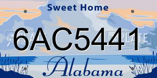 6AC5441 Alabama License Plate