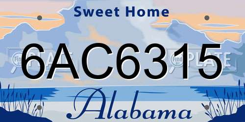6AC6315 Alabama License Plate