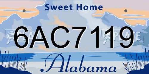 6AC7119 Alabama License Plate