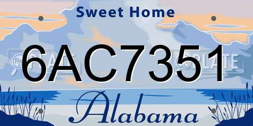 6AC7351 Alabama License Plate