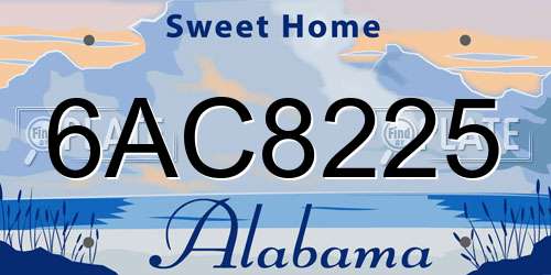 6AC8225 Alabama License Plate