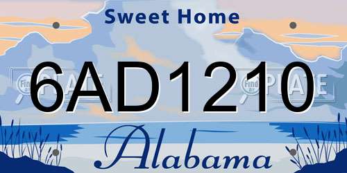 6AD1210 Alabama License Plate