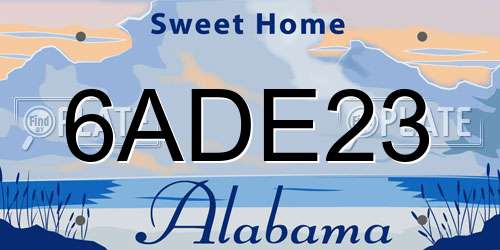 6ADE23 Alabama License Plate