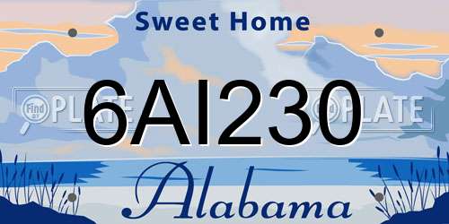 6AI230 Alabama License Plate