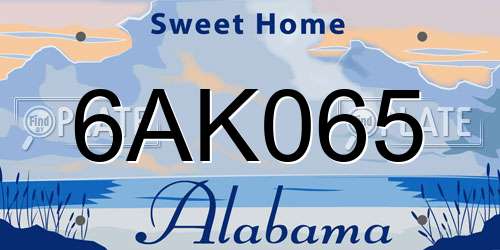 6AK065 Alabama License Plate