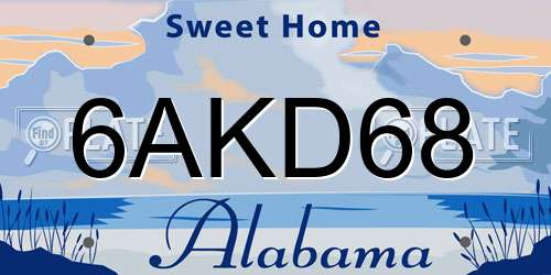6AKD68 Alabama License Plate