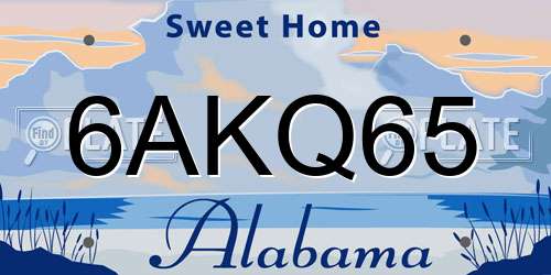 6AKQ65 Alabama License Plate