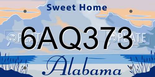 6AQ373 Alabama License Plate