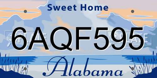 6AQF595 Alabama License Plate