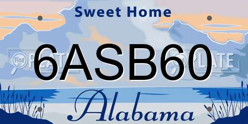 6ASB60 Alabama License Plate