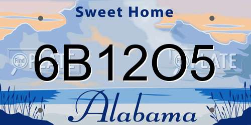 6B12O5 Alabama License Plate