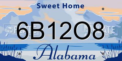 6B12O8 Alabama License Plate