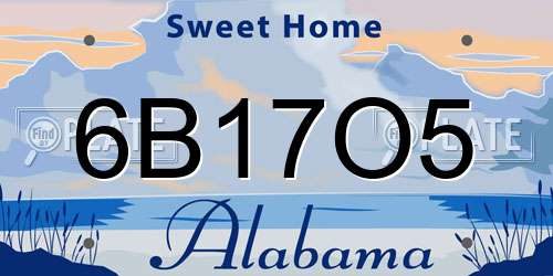 6B17O5 Alabama License Plate