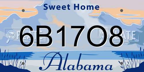 6B17O8 Alabama License Plate