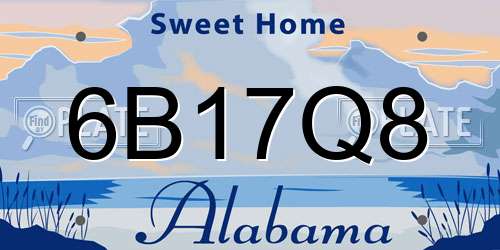 6B17Q8 Alabama License Plate