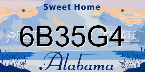 6B35G4 Alabama License Plate