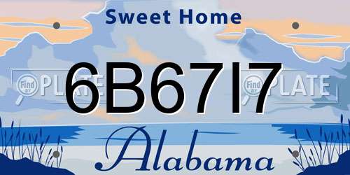 6B67I7 Alabama License Plate