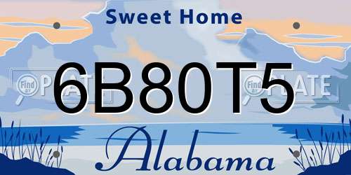 6B80T5 Alabama License Plate
