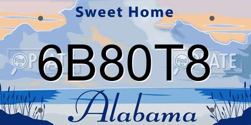 6B80T8 Alabama License Plate