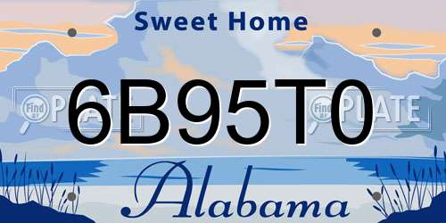 6B95T0 Alabama License Plate