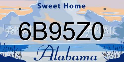6B95Z0 Alabama License Plate