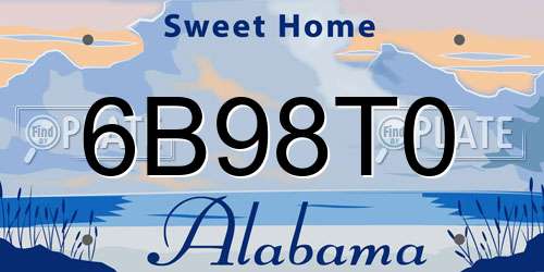 6B98T0 Alabama License Plate