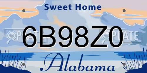 6B98Z0 Alabama License Plate