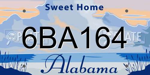6BA164 Alabama License Plate
