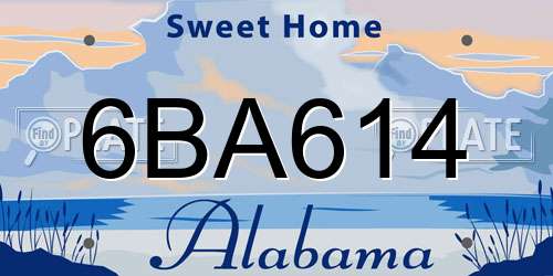 6BA614 Alabama License Plate