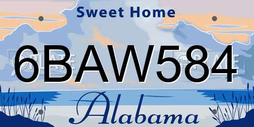 6BAW584 Alabama License Plate