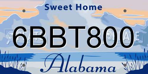 6BBT800 Alabama License Plate