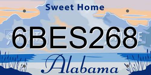 6BES268 Alabama License Plate
