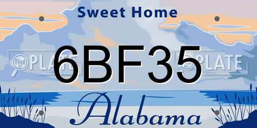 6BF35 Alabama License Plate
