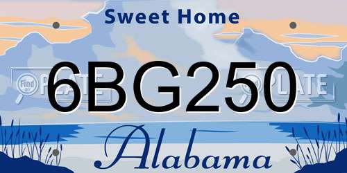 6BG250 Alabama License Plate