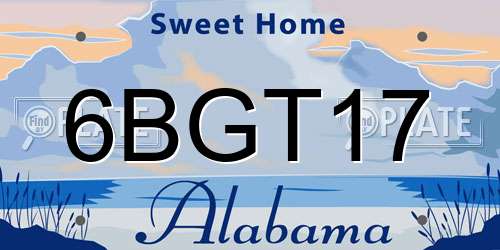 6BGT17 Alabama License Plate
