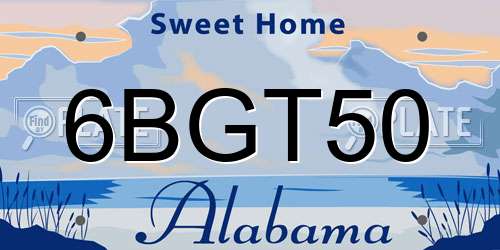 6BGT50 Alabama License Plate