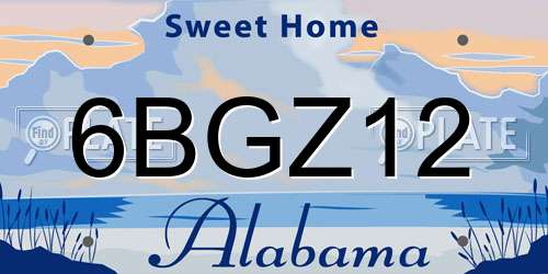 6BGZ12 Alabama License Plate