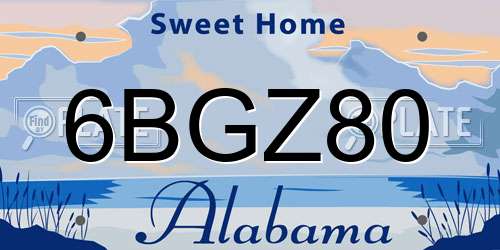 6BGZ80 Alabama License Plate