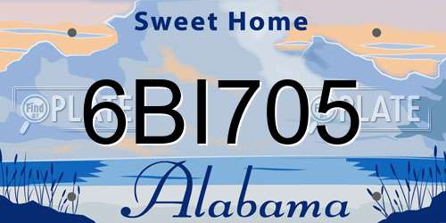 6BI705 Alabama License Plate