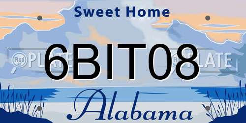 6BIT08 Alabama License Plate