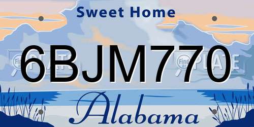6BJM770 Alabama License Plate