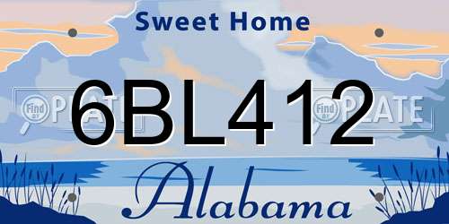 6BL412 Alabama License Plate