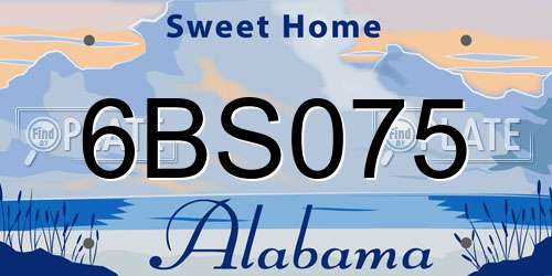 6BS075 Alabama License Plate