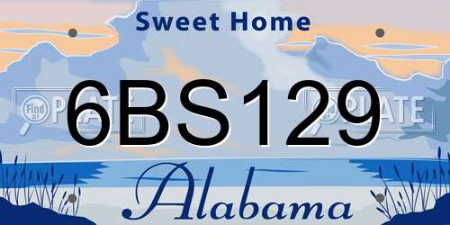 6BS129 Alabama License Plate